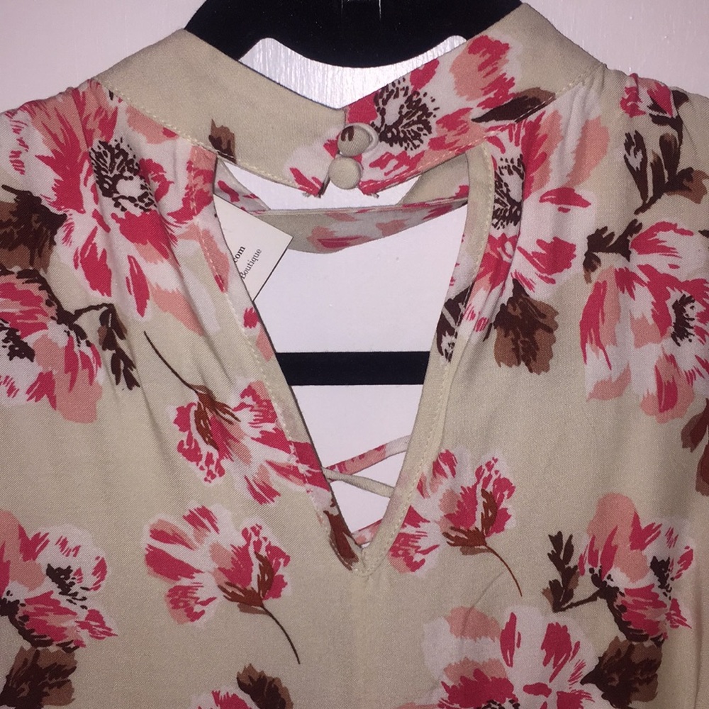 Pink and Navy Floral Dress - Picture 3 of 4